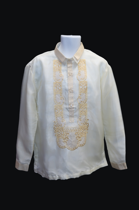 Beige & Gold Organza Barong