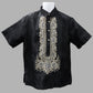 Talim Short Sleeve Barong – Black & Mocha Organza