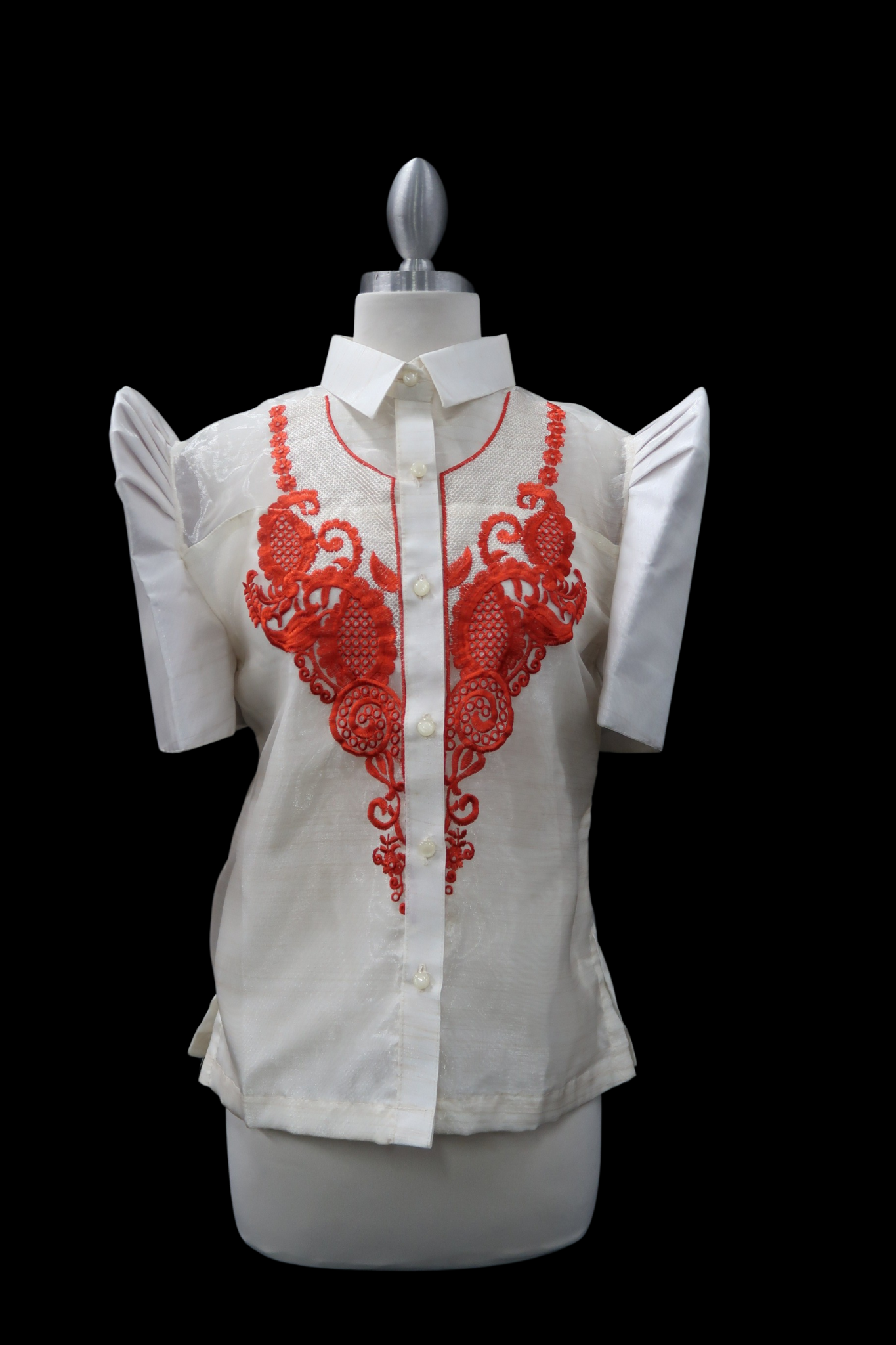 Mestiza Barong Blouse - Beige/Red