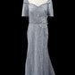 Serafina Rhinestone/Beaded Mestiza Gown - Gray
