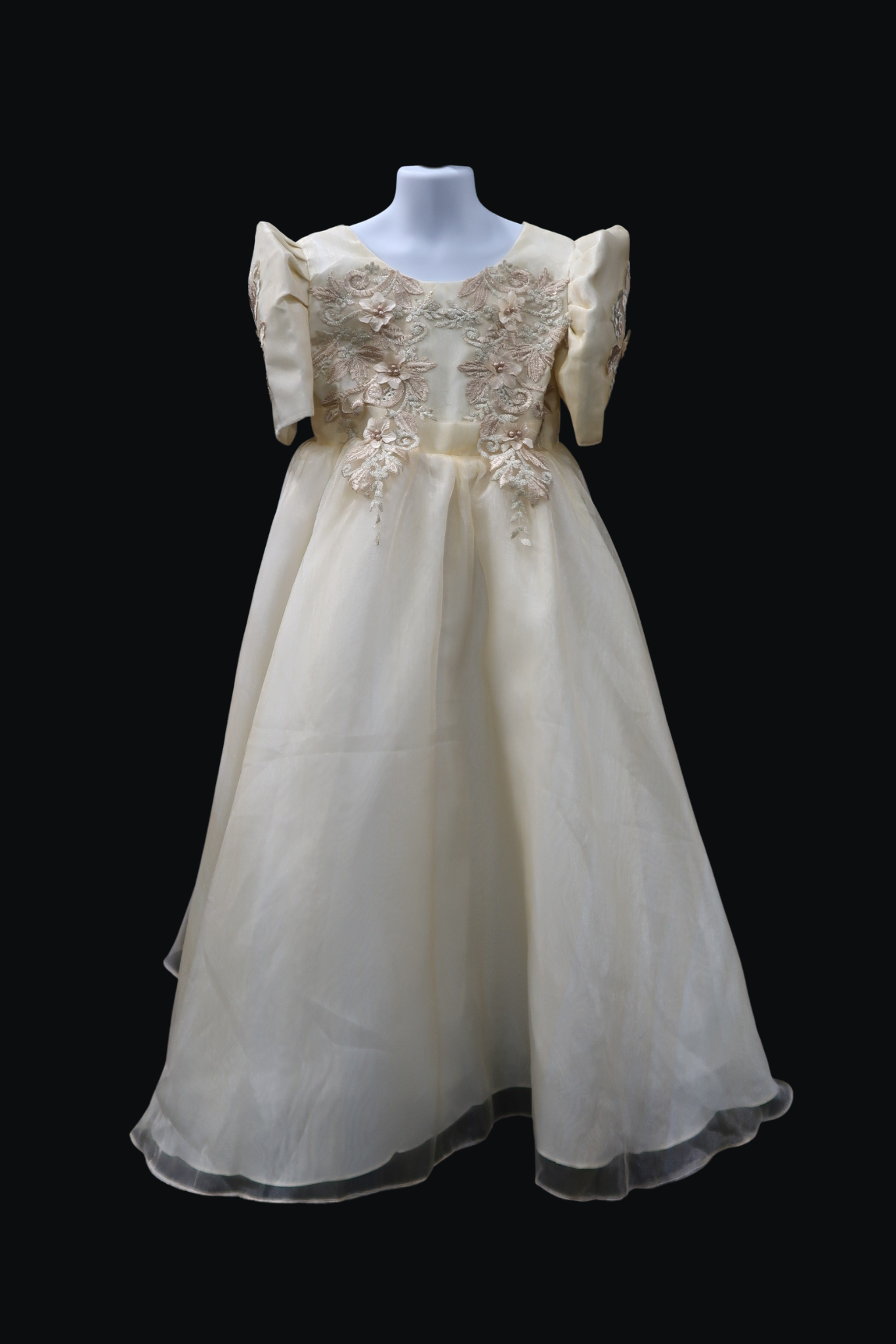 Girl's Lace Filipiniana Ball Gown - Beige