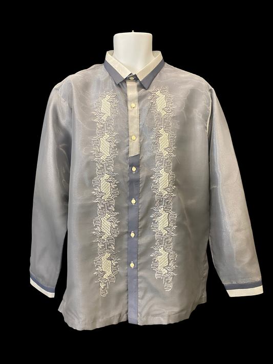 Gray Piping Organza Barong