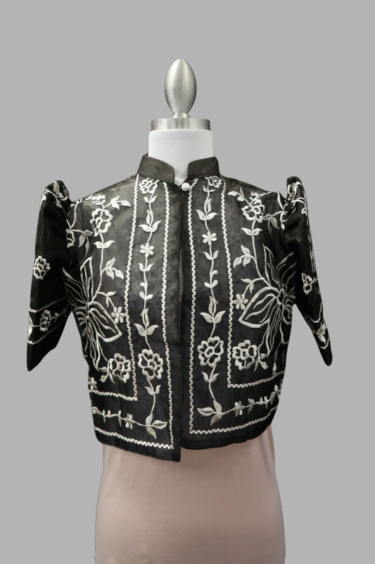 Gumamela Single Button Bolero -  Black/Mocha