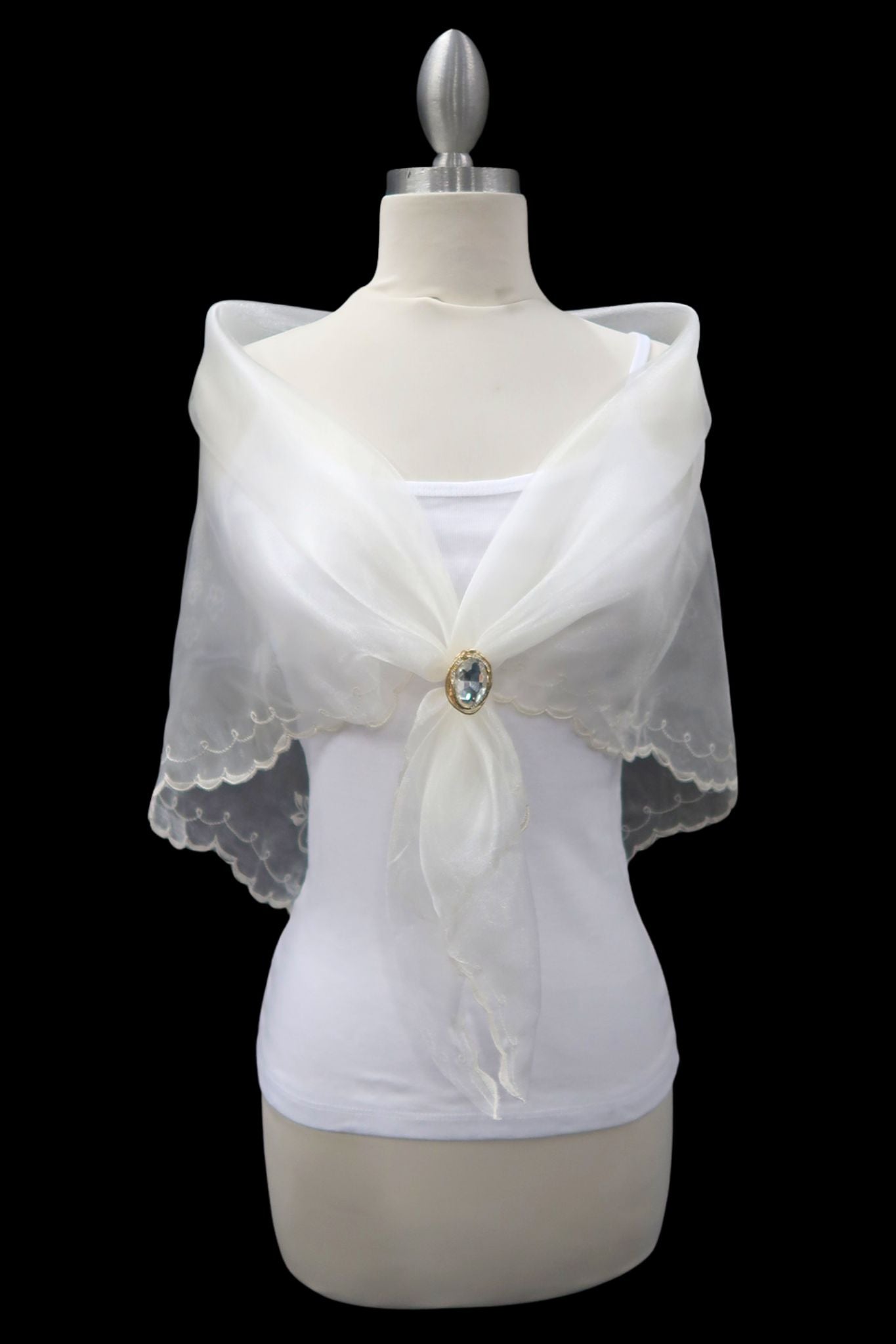 Ivory & Ivory Embroidered Alampay - Petite Drape (60")