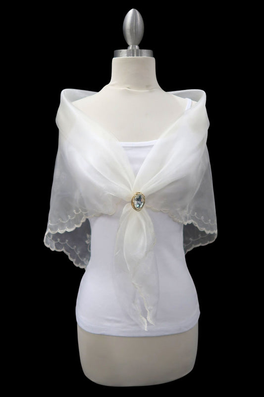 Ivory & Ivory Embroidered Alampay - Petite Drape (60")