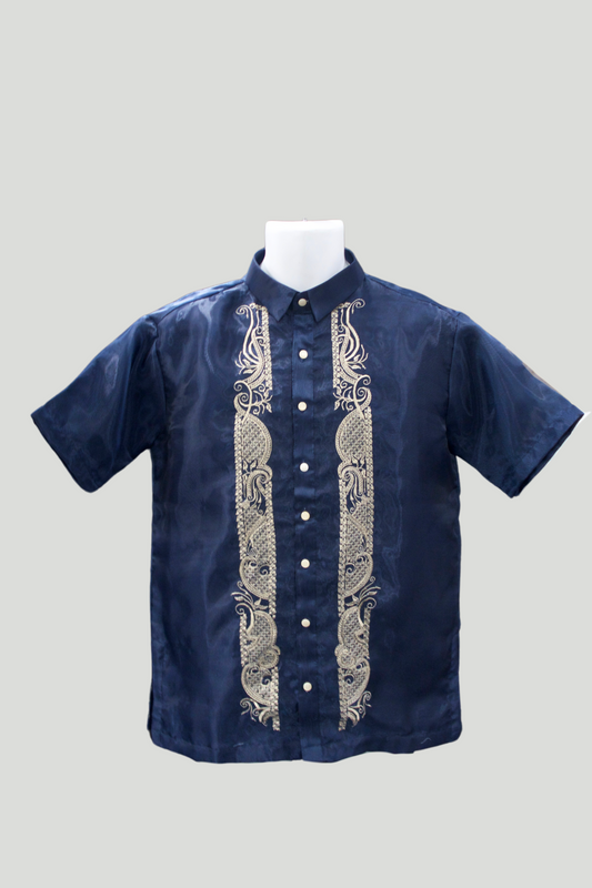 Short Sleeve Barong - Navy Blue