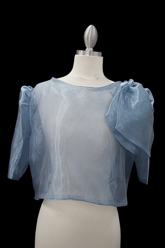 Mara Blouse w/ Bow - Dusty Blue