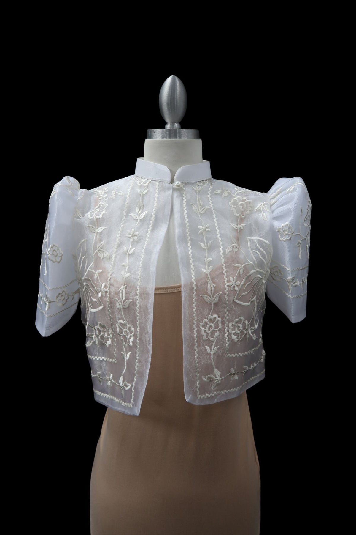 Gumamela Single Button Bolero - Ivory/Ivory