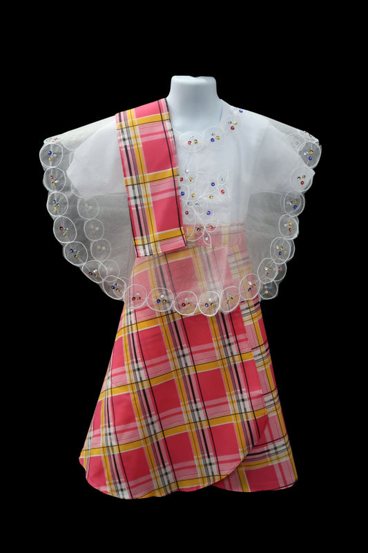 Girl's Baro't Saya - Pink Plaid