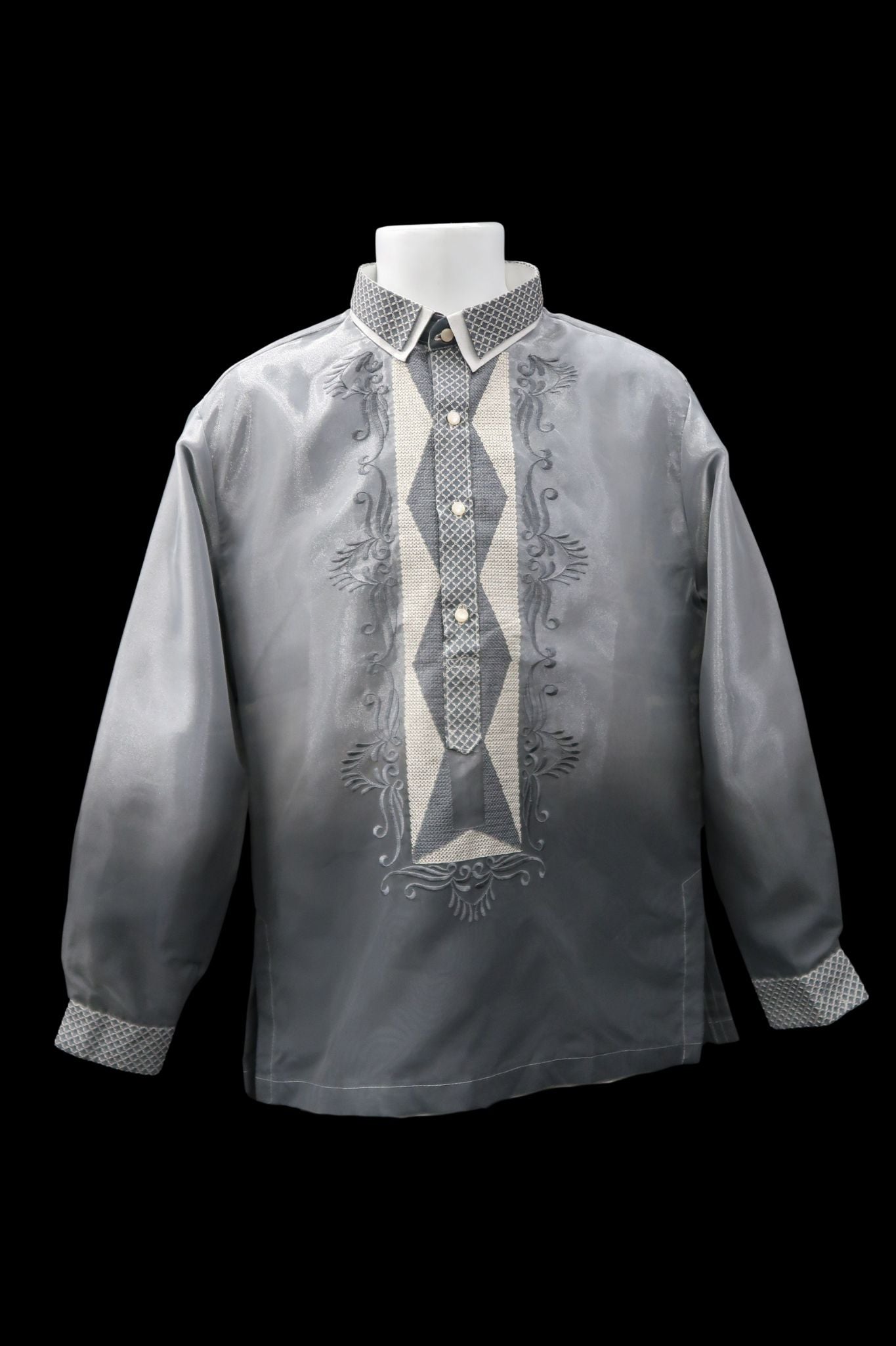 Rafael Barong - Dark Gray Mono Organza