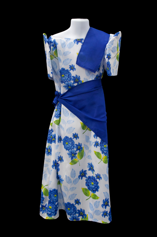 Girl's Balintawak Floral Dress - Blue