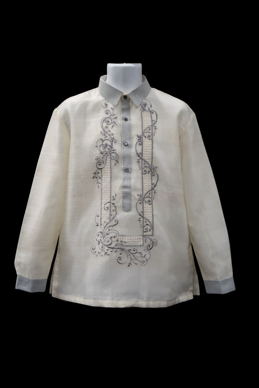 Dalisay Barong - Beige and Light Gray Organza