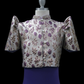 Jacquard Full Button Bolero - Purple/Gold