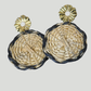 Circle Rattan Earrings - Beige/Black