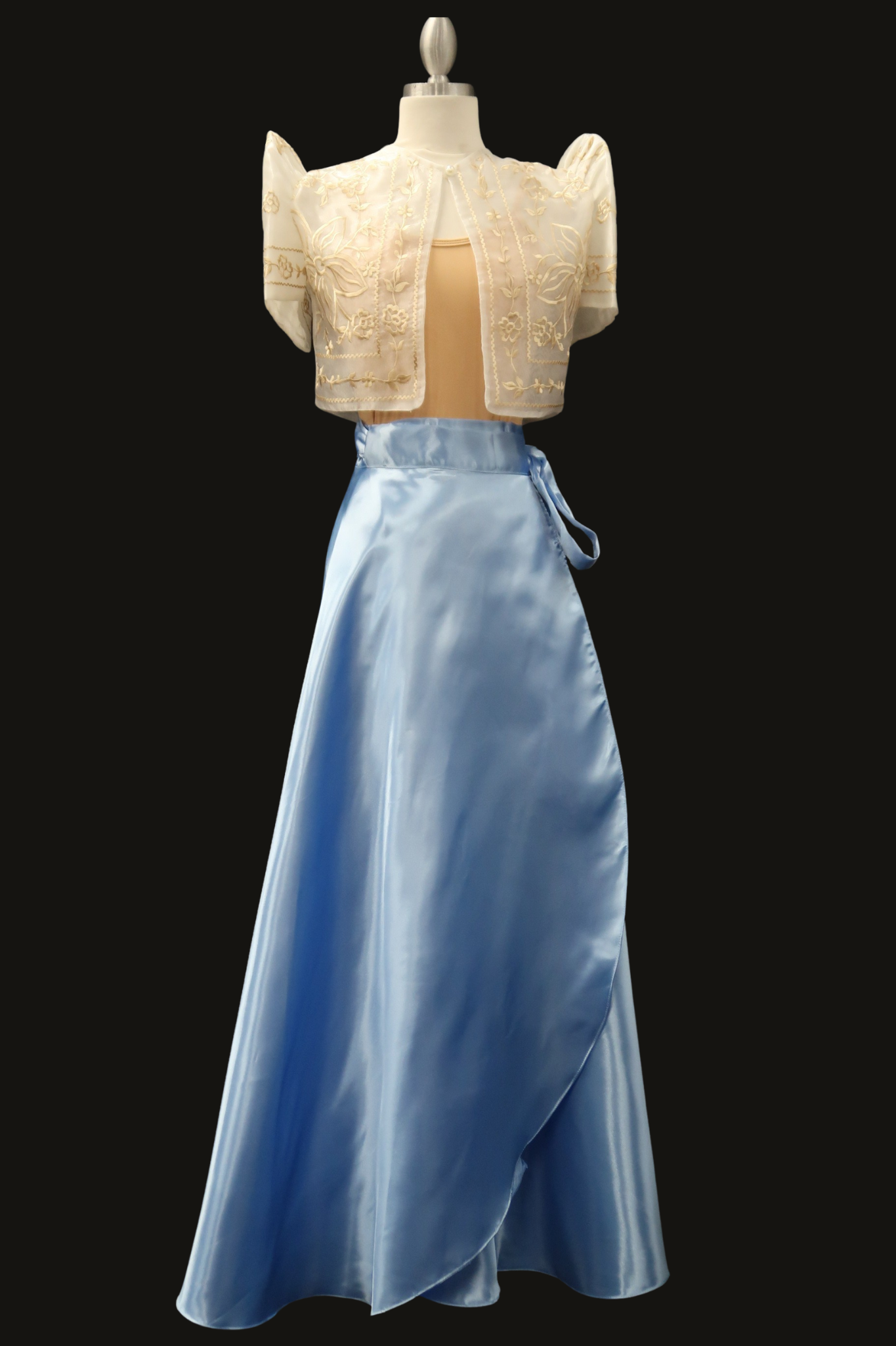 Satin Wrap Skirt - Sky Blue