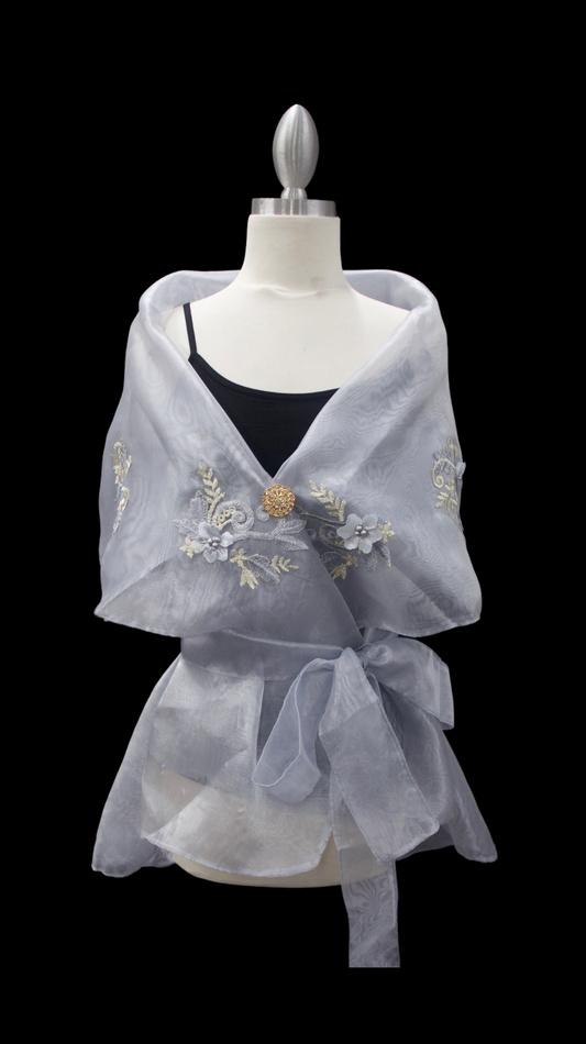 Lace Applique Panuelo - Light Gray