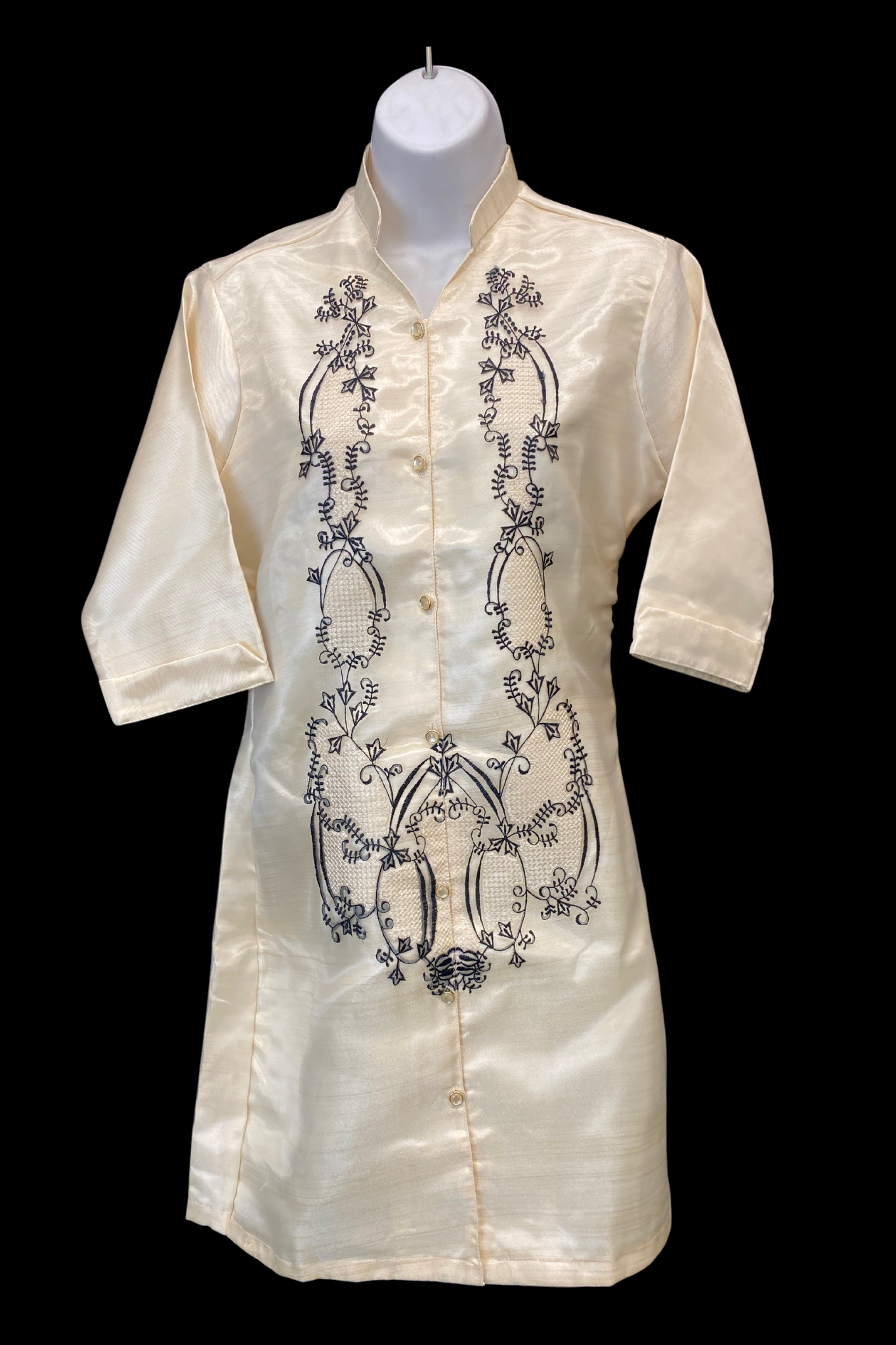 barong dress for woman 3/4 Sleeve Satin Barong Dress