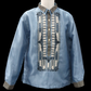 Bead Barong - Dusty Blue & Black Organza