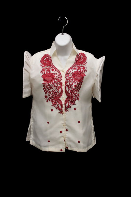 Mestiza Barong Blouse - Burgundy