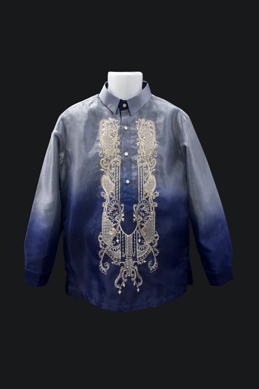 Navy Blue Ombre Organza Barong