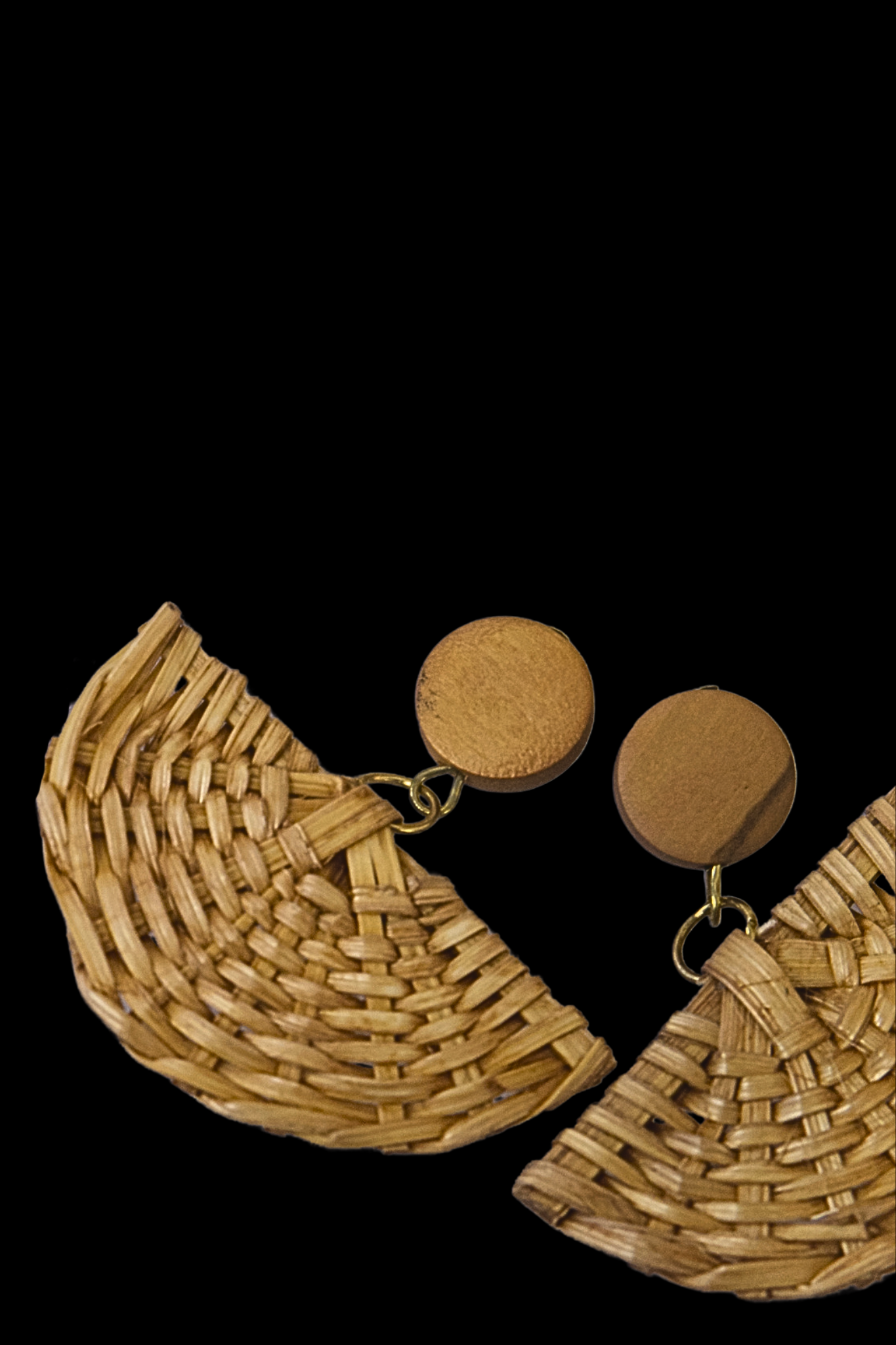 Pamaypay Rattan Earrings - Solid Tan