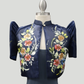Hand Painted Single Button Bolero - Navy Blue