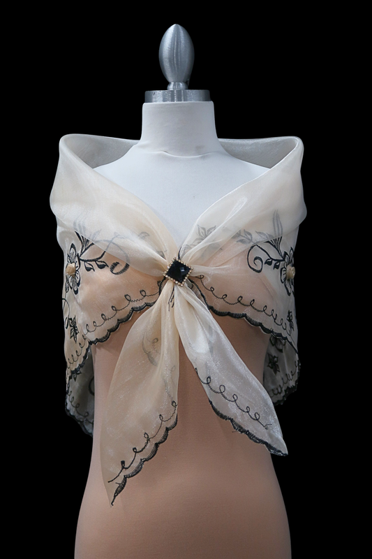 Embroidered Alampay - Beige/Black Emb (Extended Fit)