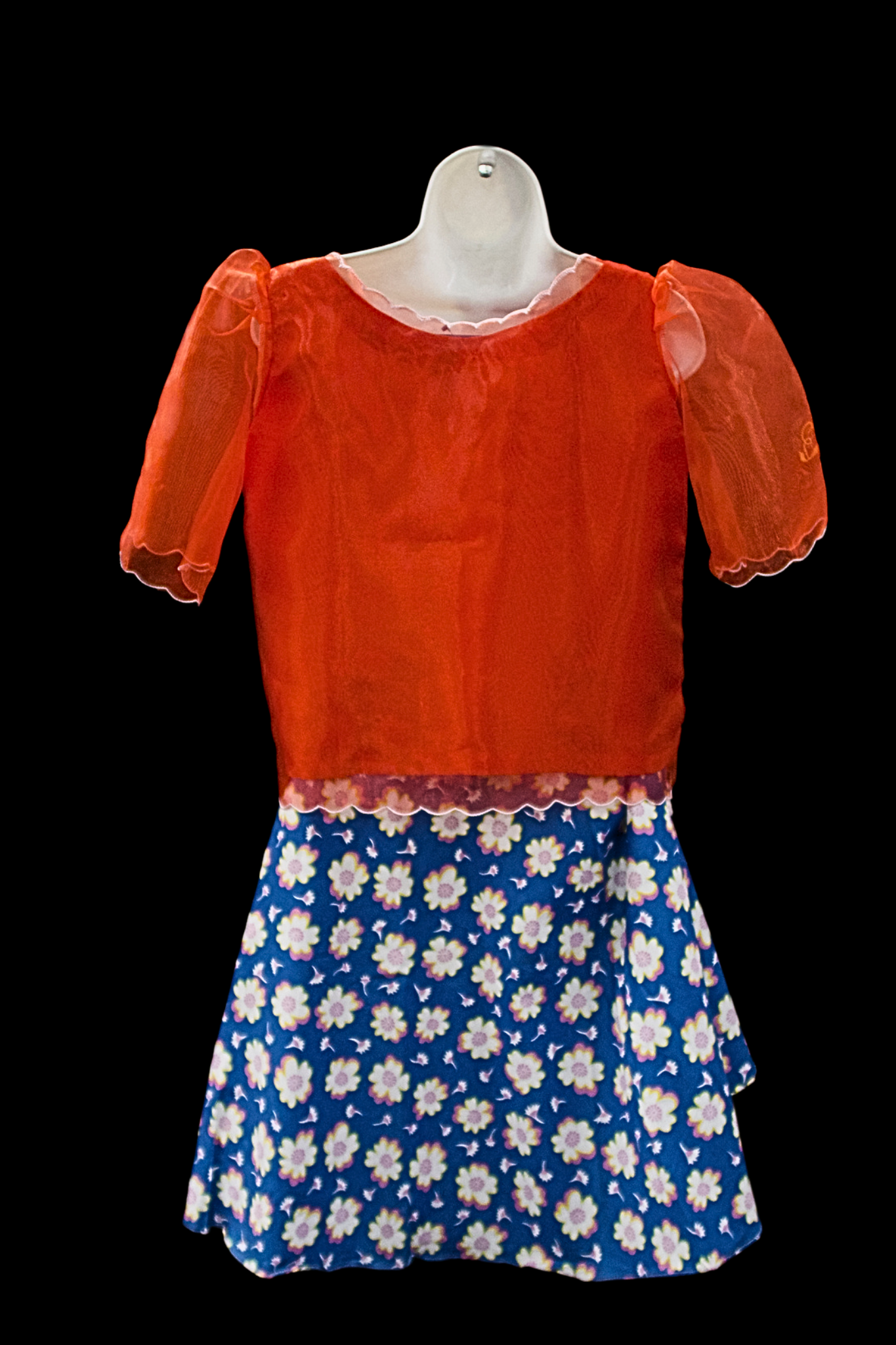 Adult Baro’t Saya Costume - Blue & Red Floral