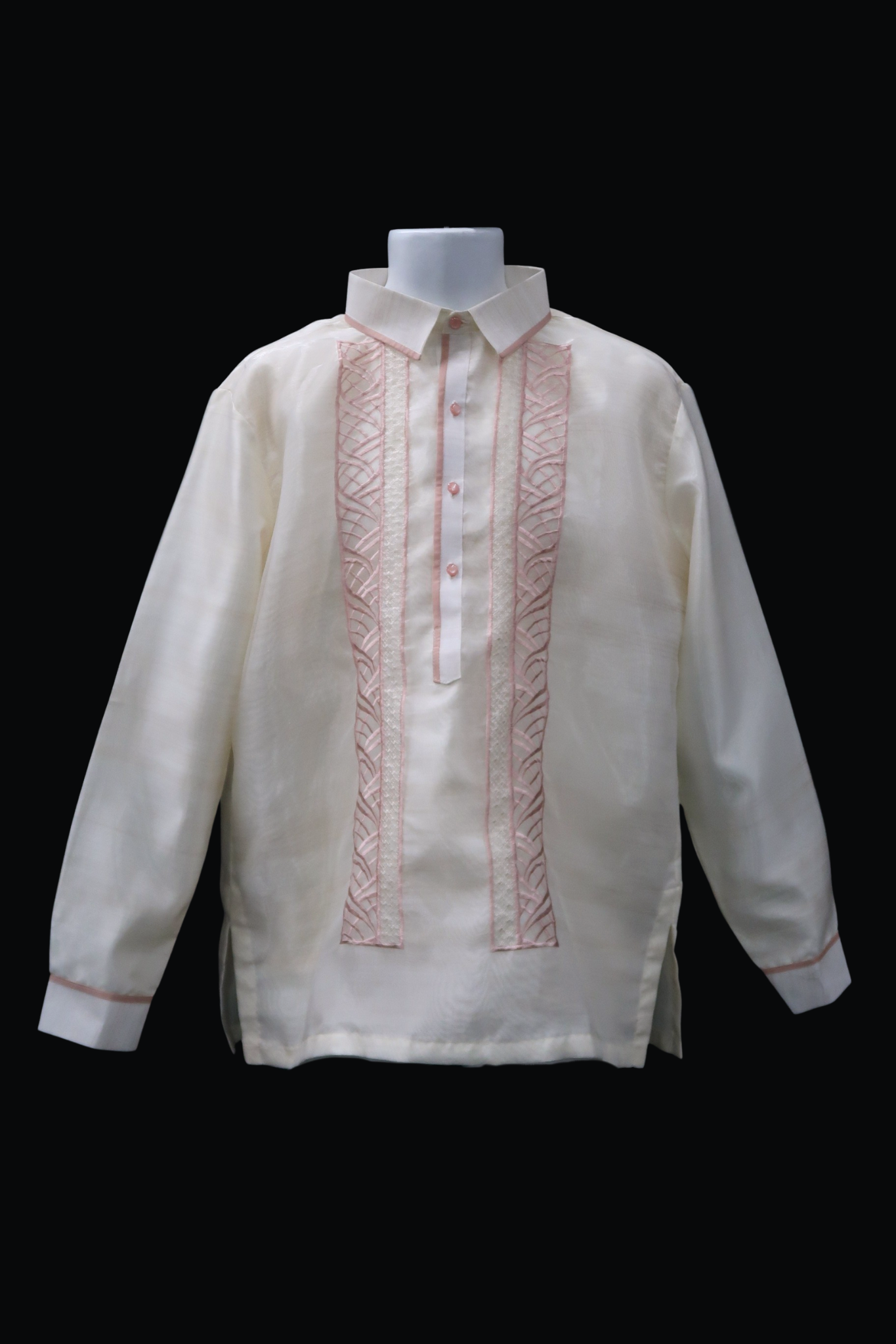 Beige & Old Rose Organza Barong - Linya