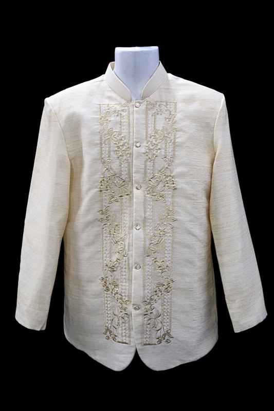 Beige Benusha Coat Barong - Manila Bloom