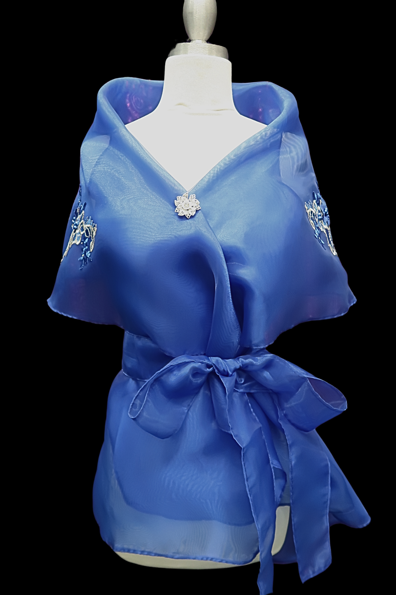 Lace Applique Panuelo - Royal Blue