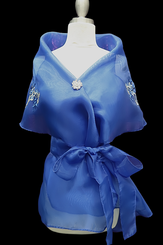 Lace Applique Panuelo - Royal Blue