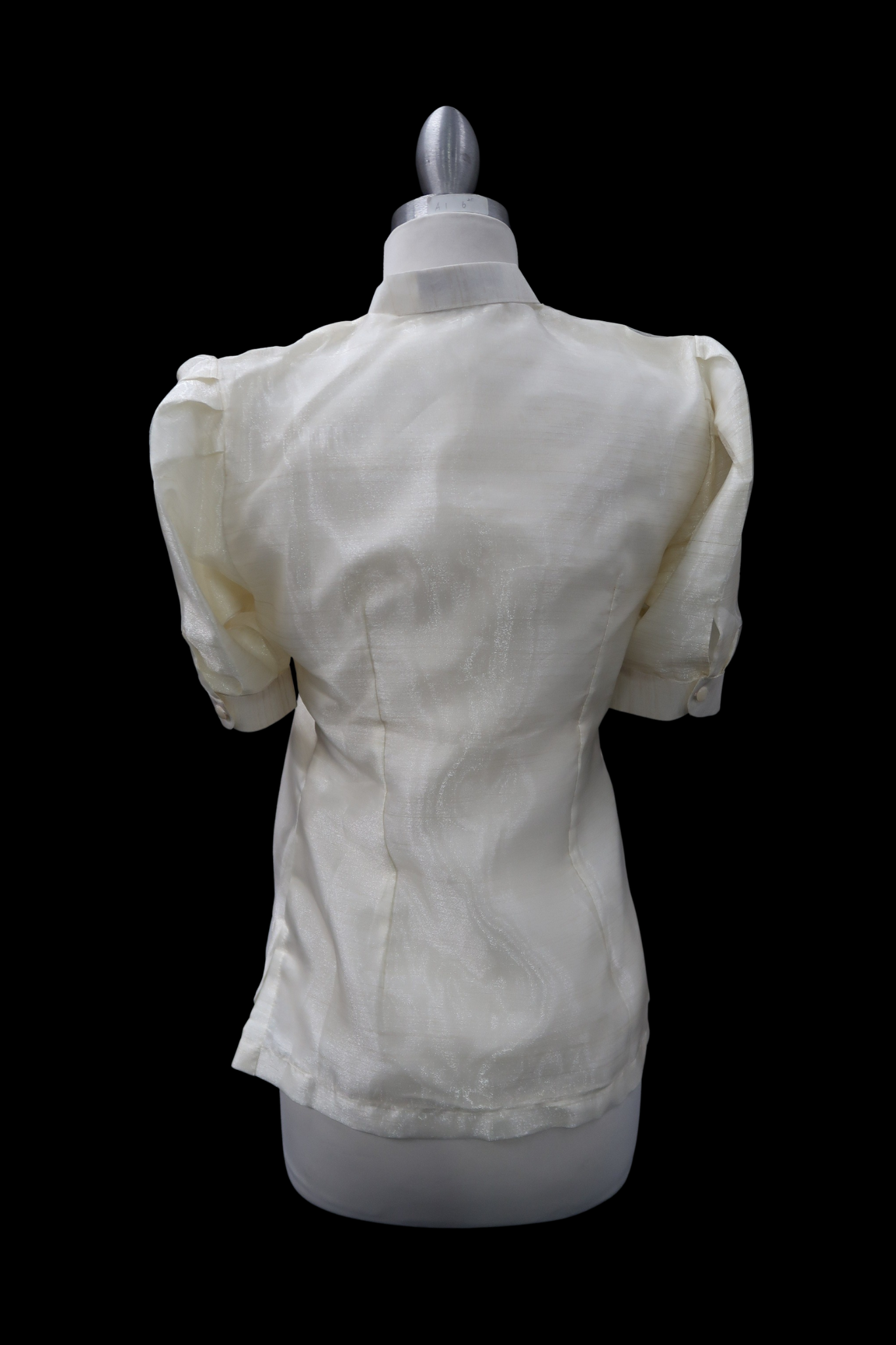3/4 Puff Sleeve Barong Blouse - Beige