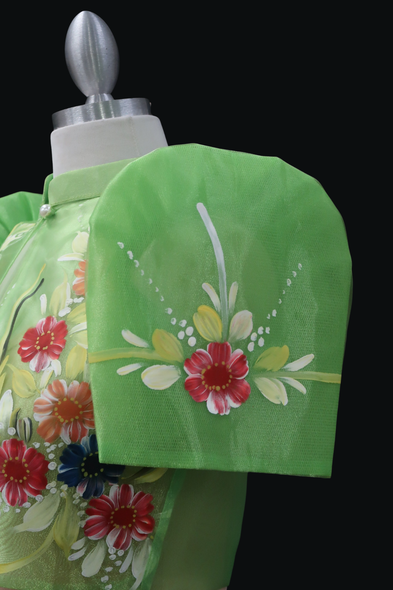 Hand Painted Single Button Bolero - Apple Green