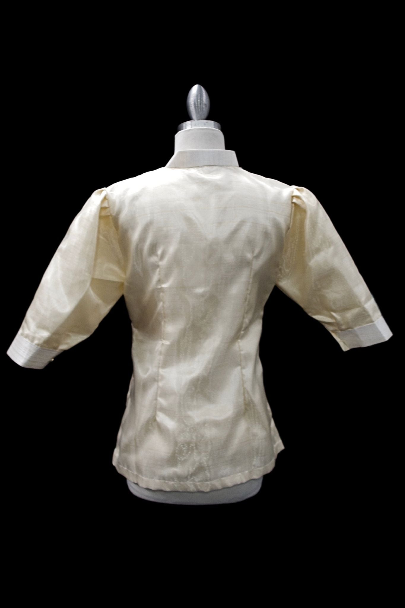 3/4 Puff Sleeve Barong Blouse - Satin Beige