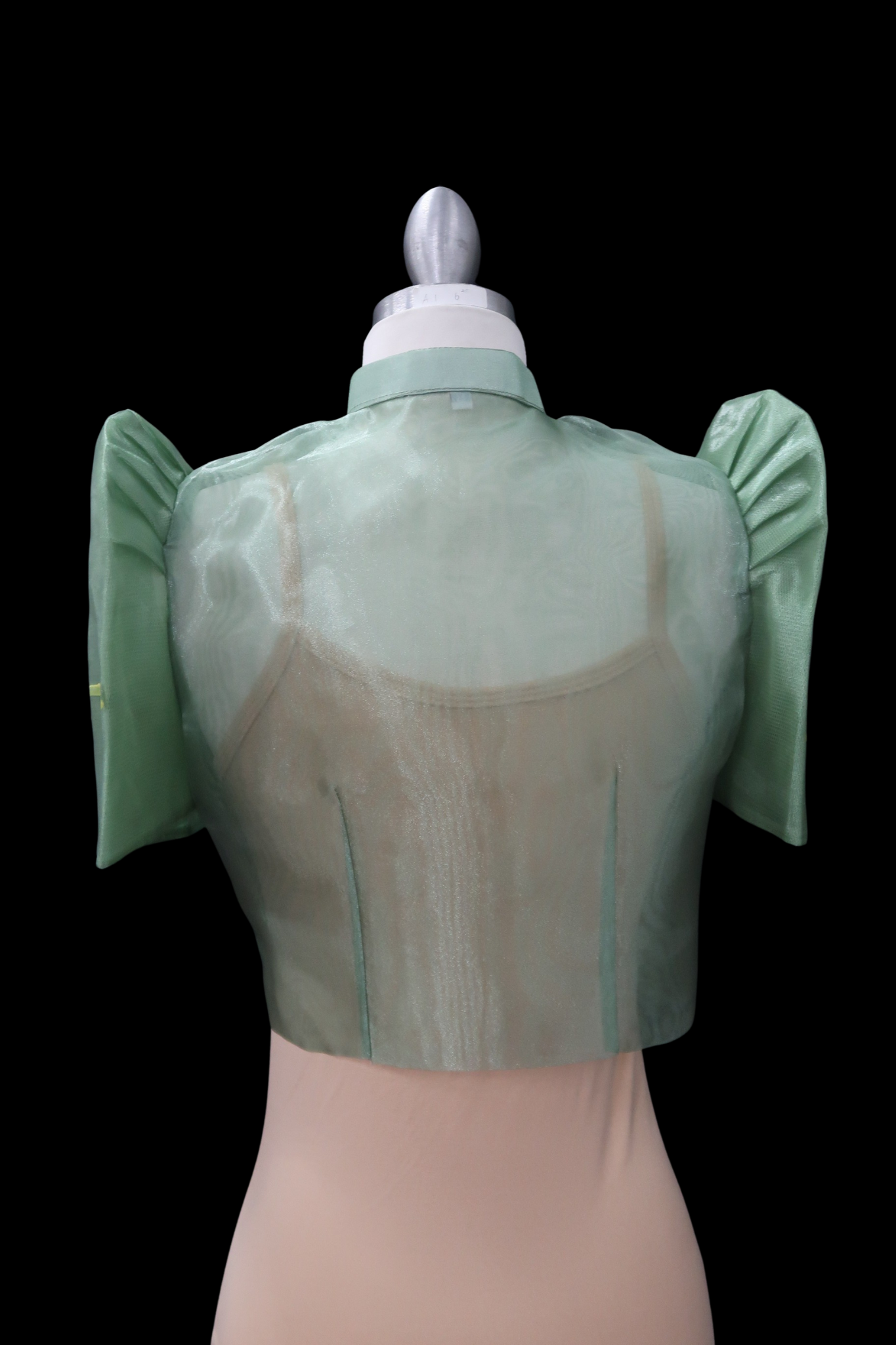 Hand Painted Single Button Bolero - Sage Green