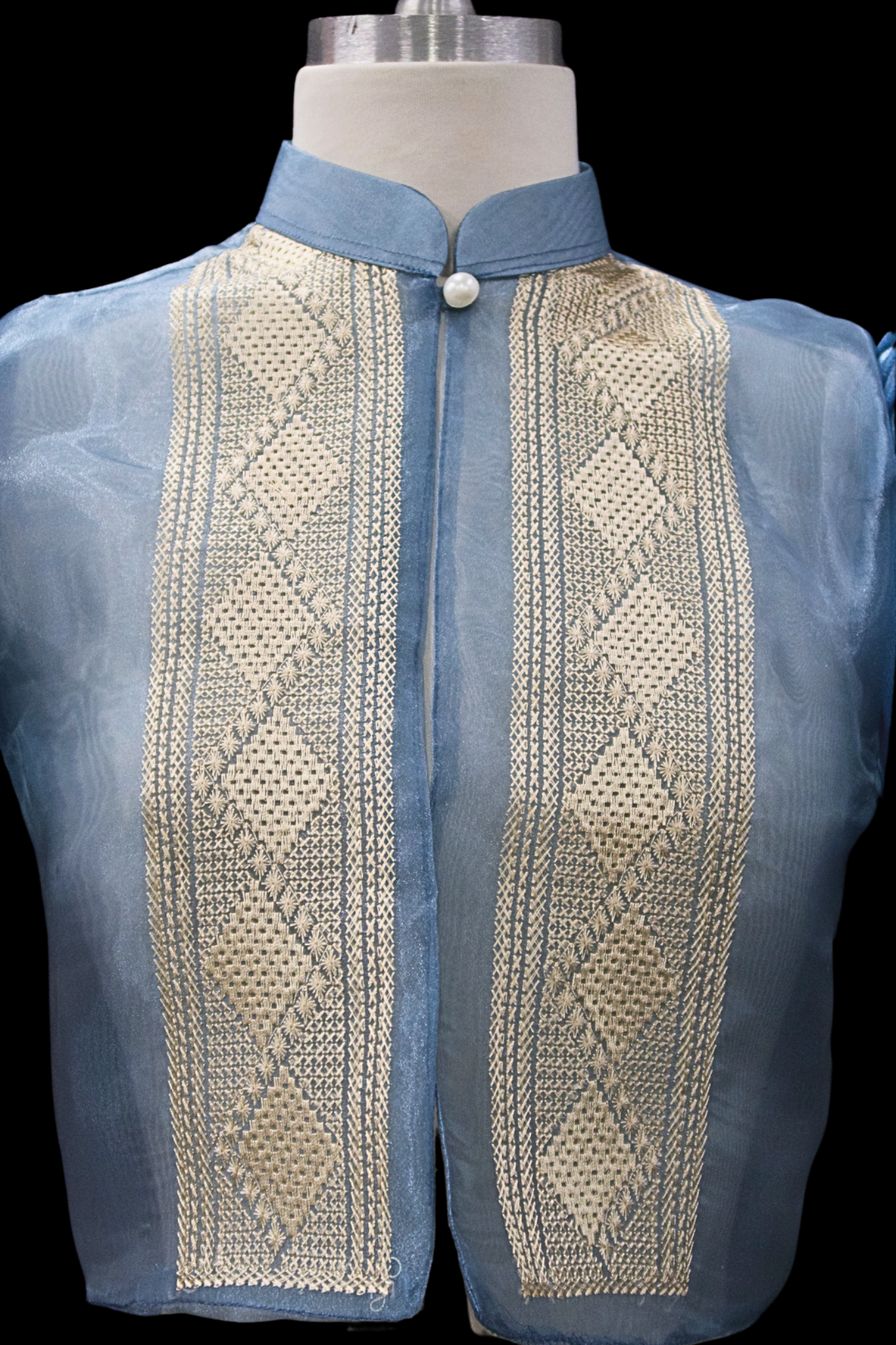 Diamond Single Button Bolero - Dusty Blue