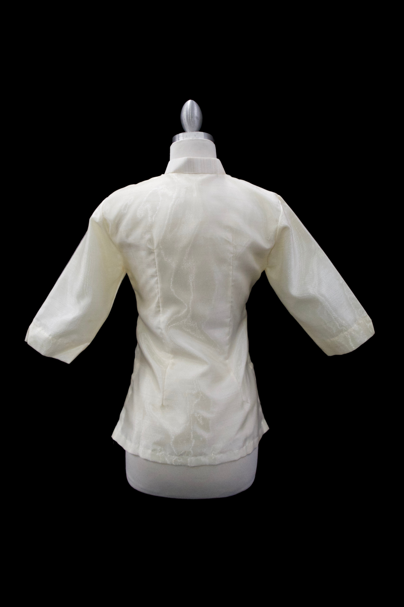 3/4 Sleeve Barong Blouse - Beige/Lavender