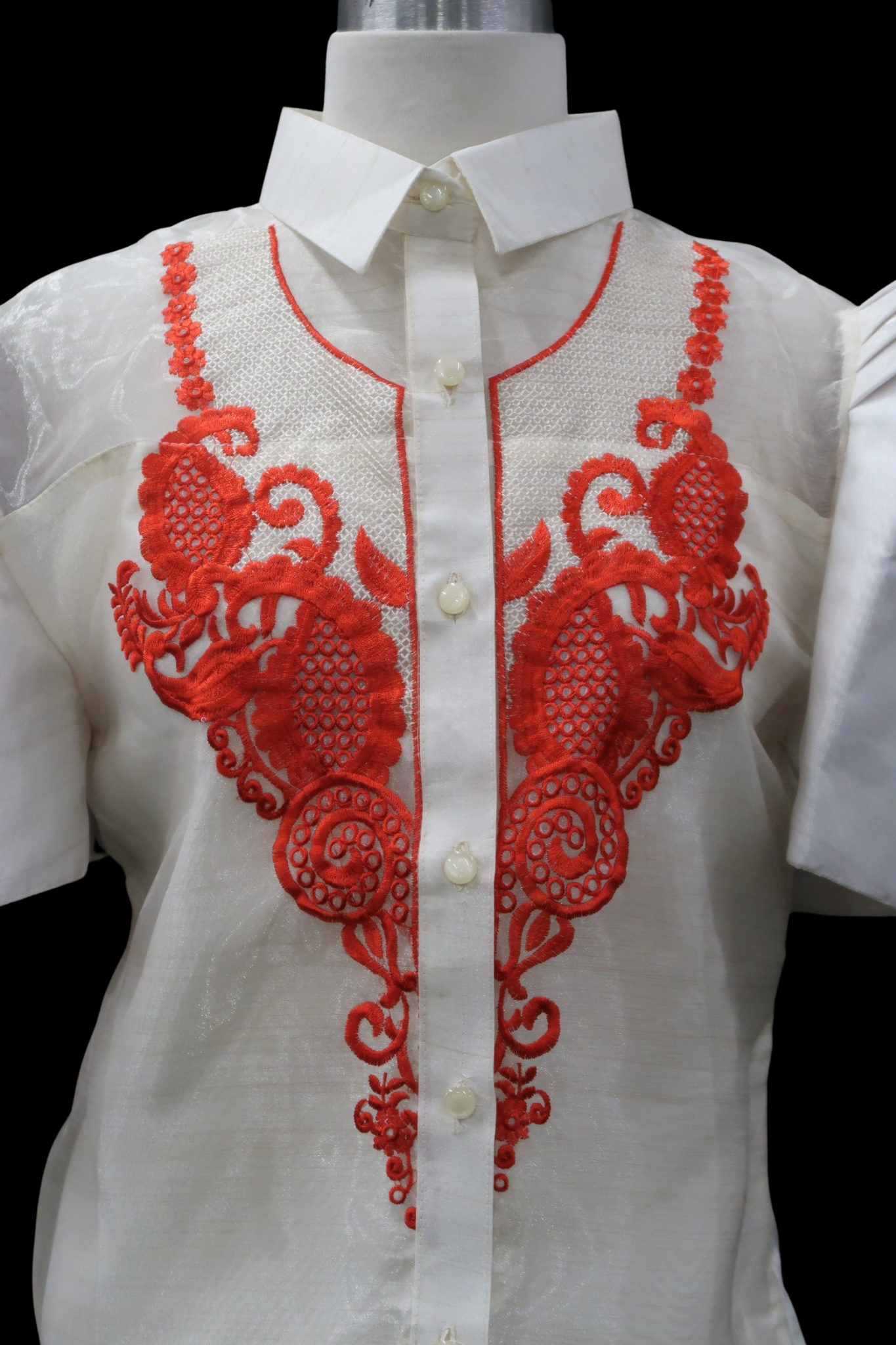 Mestiza Barong Blouse - Beige/Red