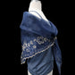 Navy & Beige Embroidered Alampay - Signature Drape (68")
