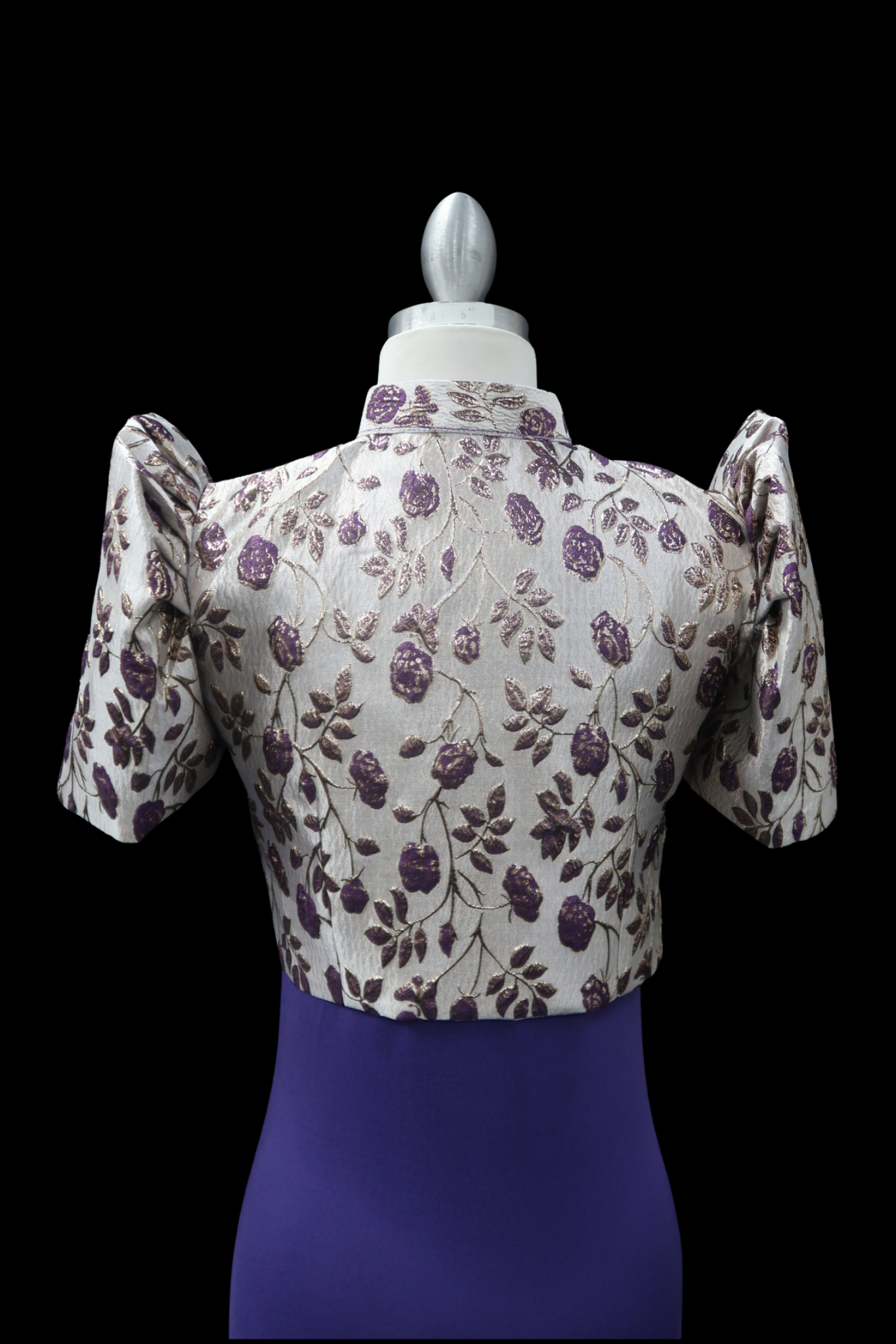 Jacquard Full Button Bolero - Purple/Gold