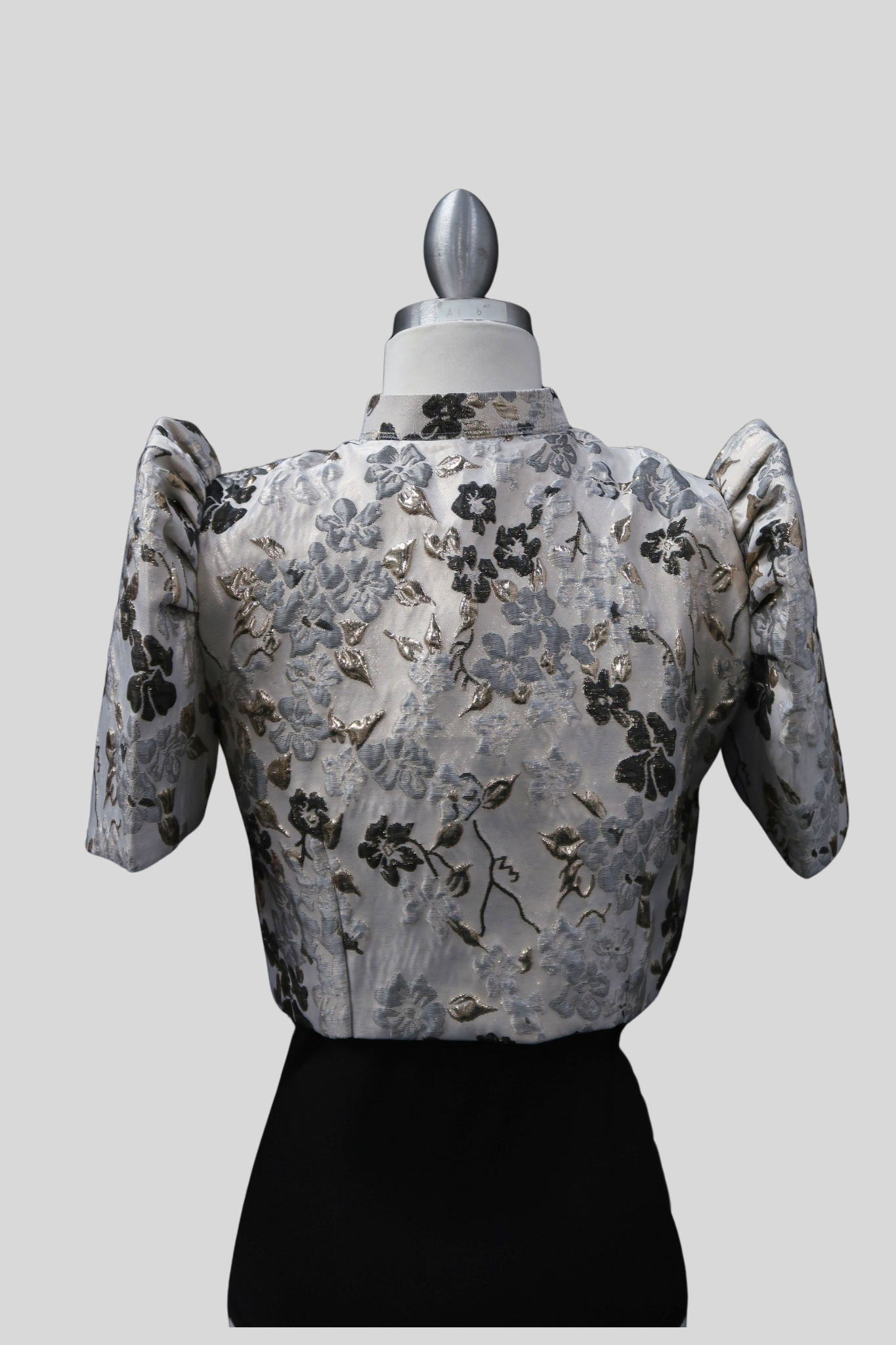 Jacquard Single Button Bolero - Black/Gray