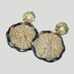 Circle Rattan Earrings - Beige/Black