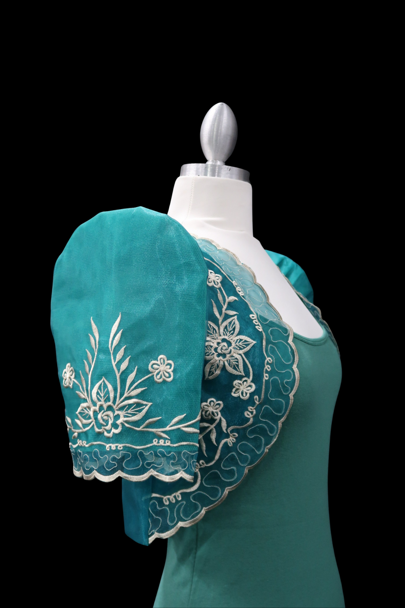 Tulle Crop Lace Bolero - Teal