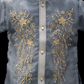 Kids Short Sleeve Barong - Dusty Blue Organza
