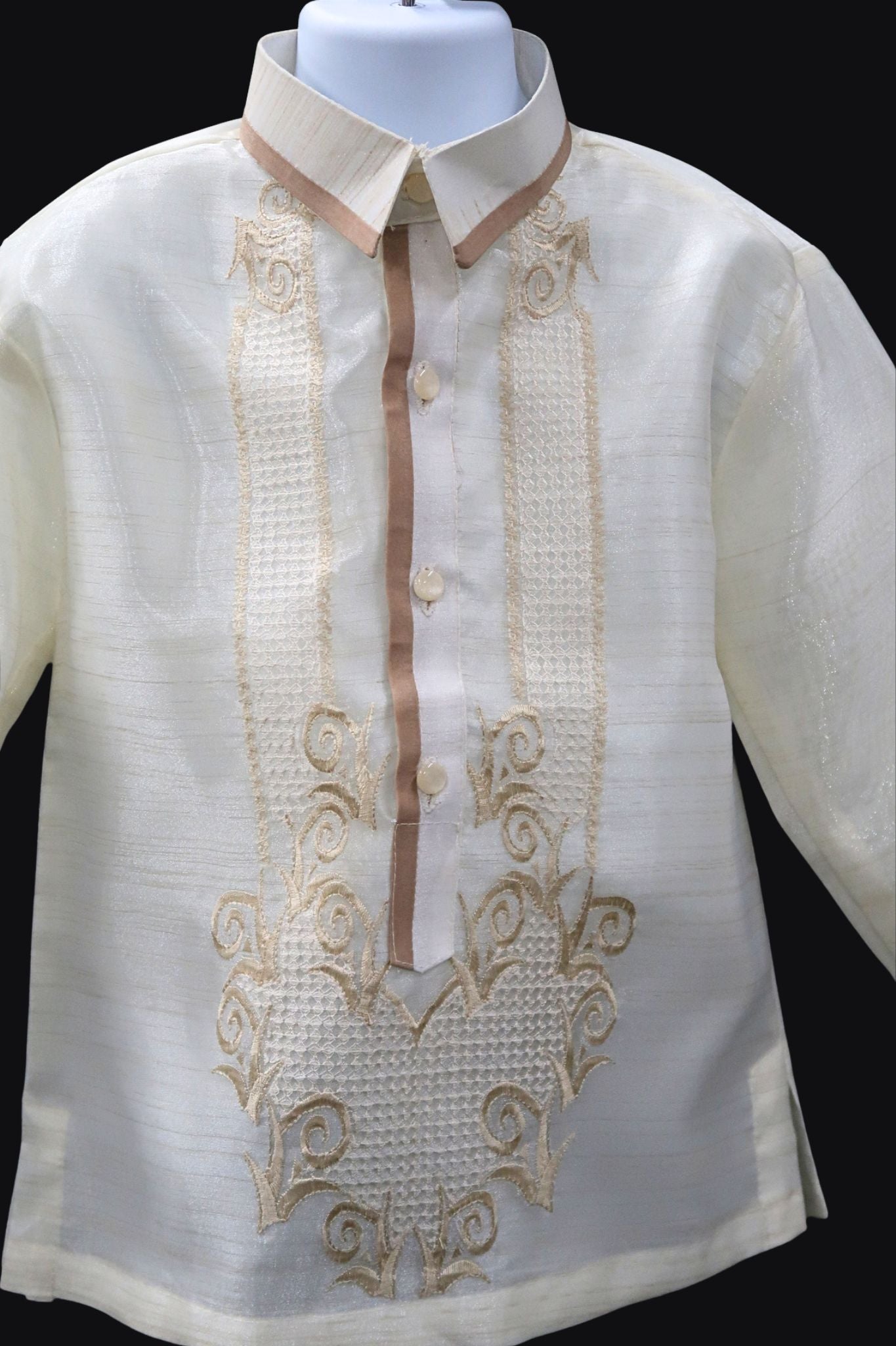 Kids Harry Barong - Beige Pina Organza