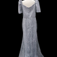Serafina Rhinestone/Beaded Mestiza Gown - Gray