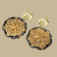 Circle Rattan Earrings - Tan/Black