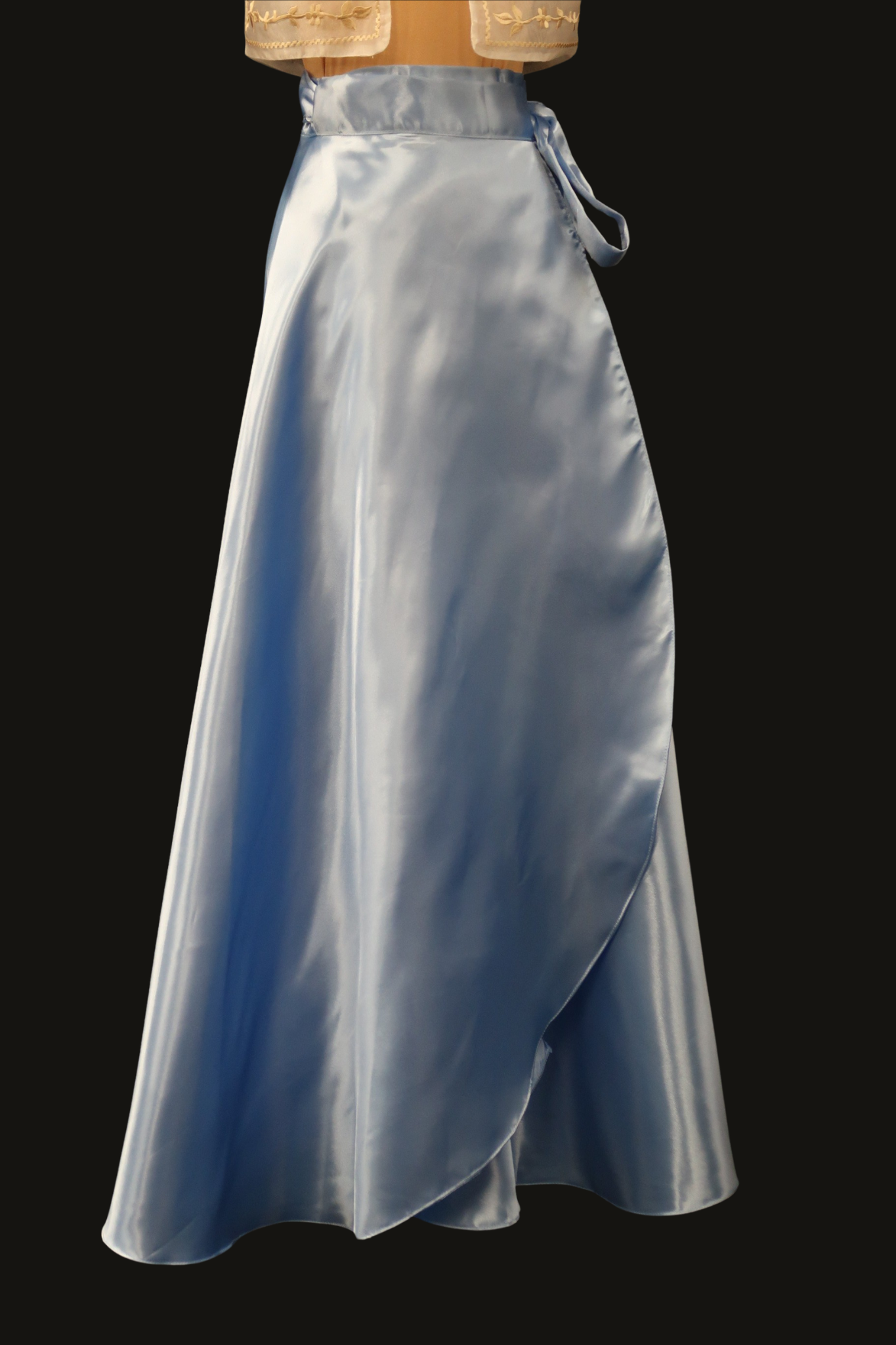 Satin Wrap Skirt - Sky Blue