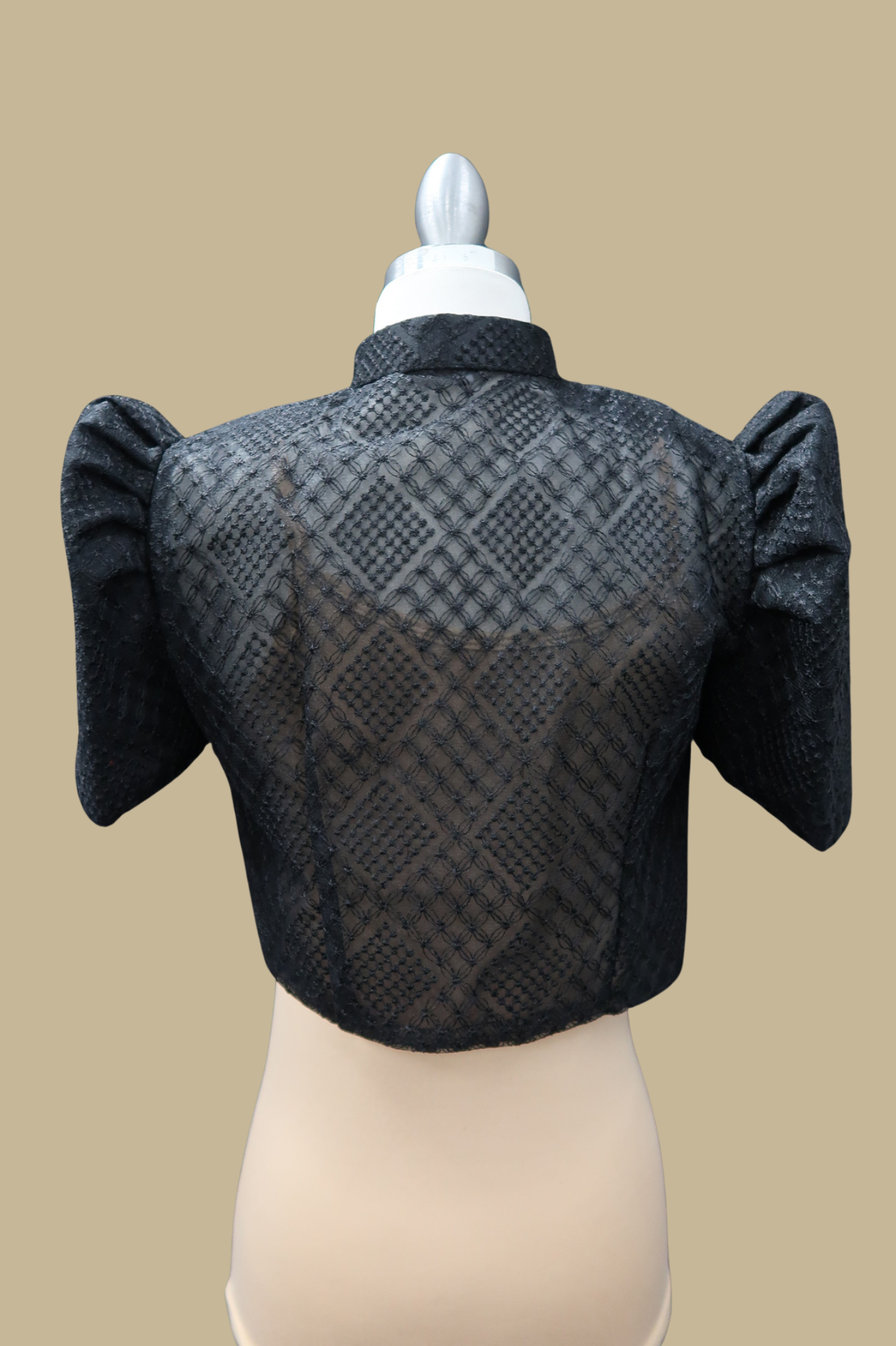 Full Lace Emb Diamond Bolero - Black